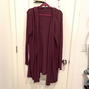 Long Hooded Open Cardigan